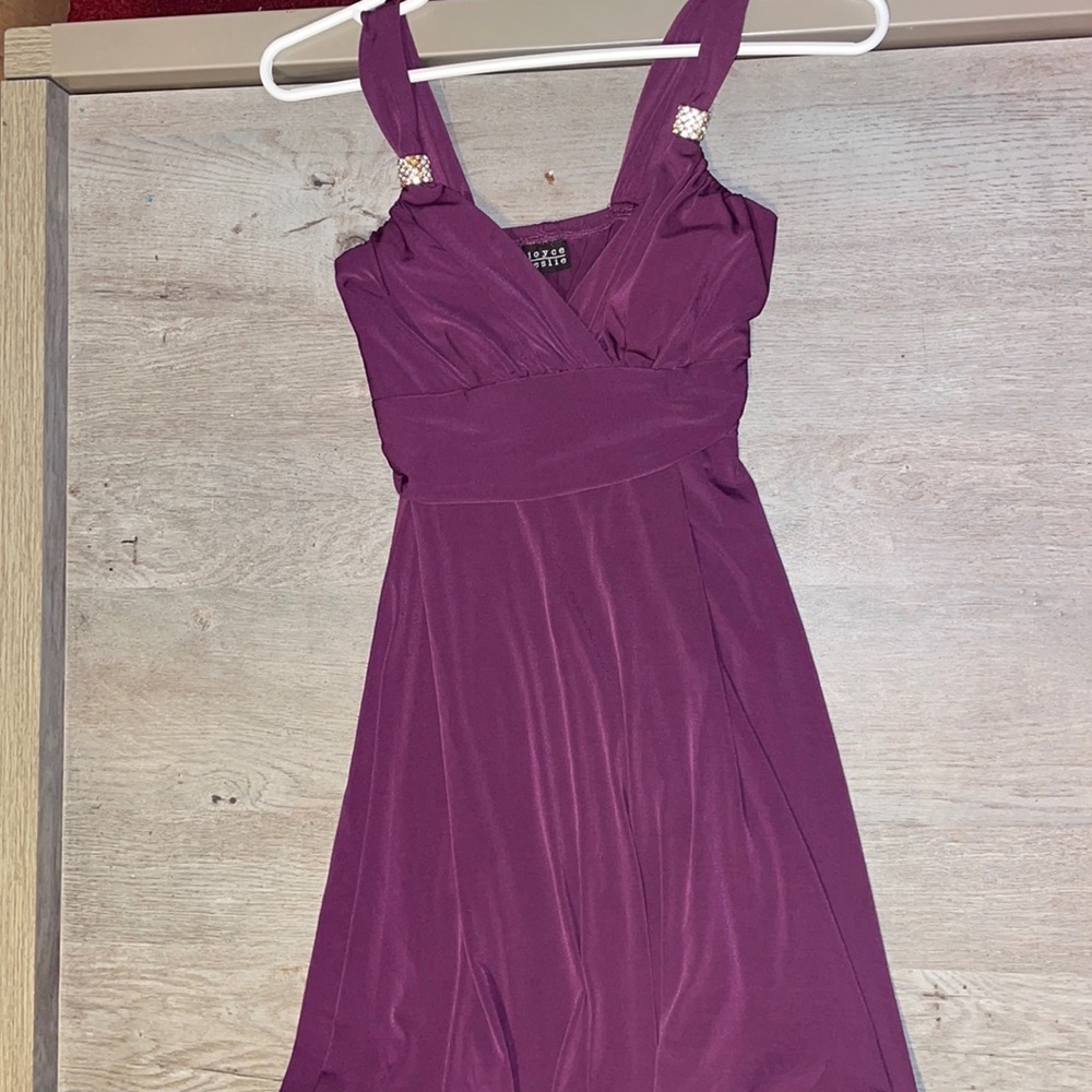 Royal purple asymmetrical evening dress